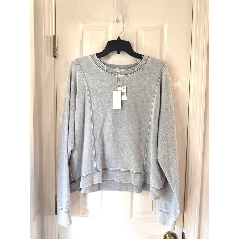 Z Supply Womens Mineral Wash French Terry Sweatshirt Blue ZT251217BM Large NWT